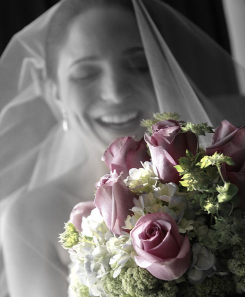 image of bride and bouquet